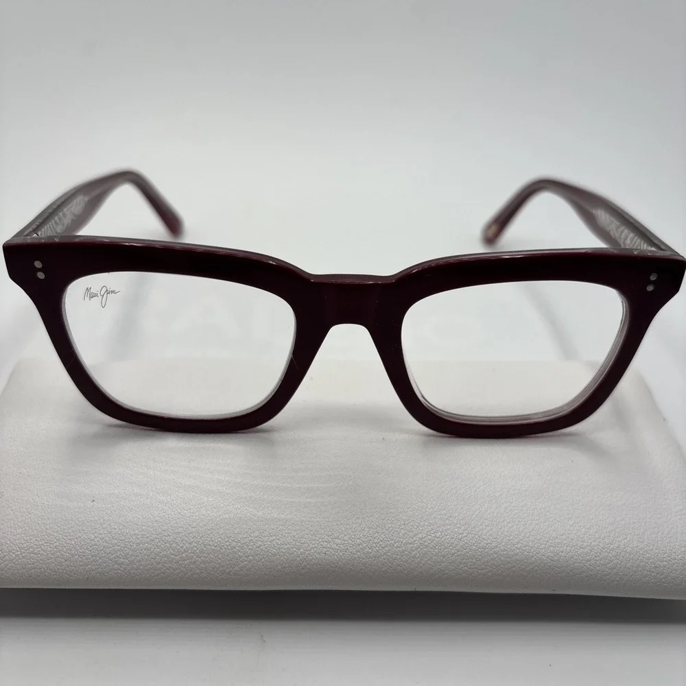 Maui Jim Rectangular Eyeglasses MJO2216 07F Burgundy/Clear 49-22-145 Frame #250
